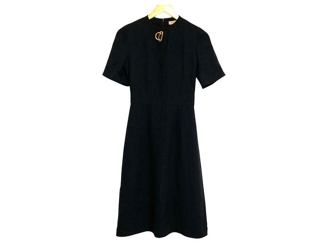 Vestido Burberry de seda e lã Preto