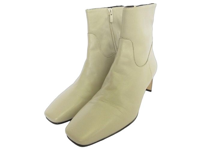 Autre Marque CORSO ROMA 9 Leather Square Toe Short Boots Beige