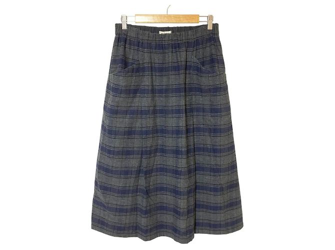 Autre Marque Plantation Karorock mit geraffter Taille Braun Blau Marineblau