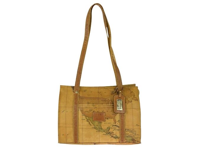 Autre Marque Bolsa 2way PRIMA CLASSE em PVC/Couro com padrão de mapa Marrom