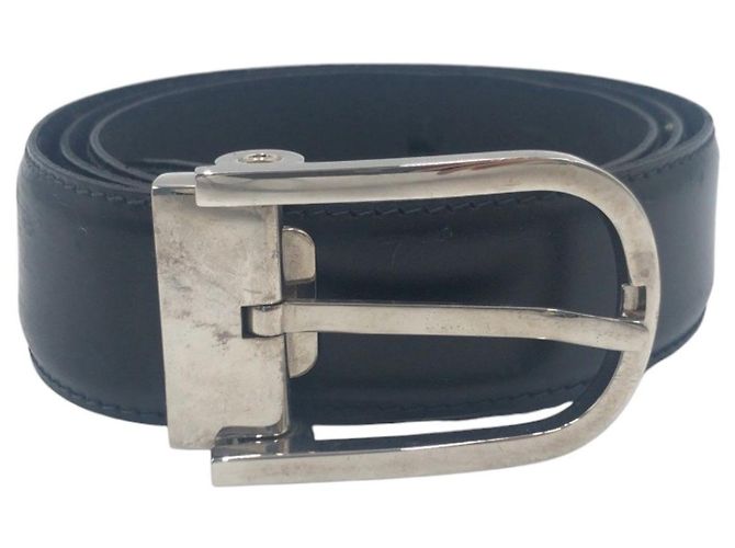 Alfred Dunhill Cinto Dunhill de couro e metal Preto Prata