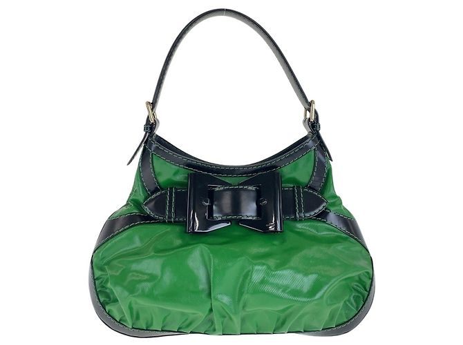 Borsa a tracolla Gucci in nylon e pelle Nero Verde