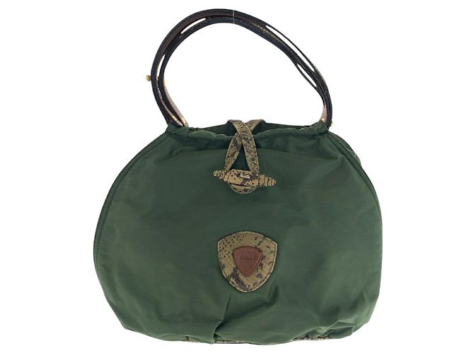 Sac à main Bally en nylon et python Vert Kaki