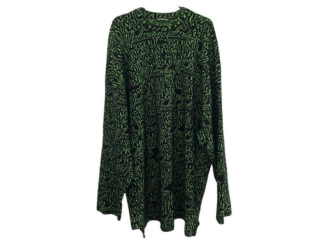 Balenciaga Strickware aus Wolle und Polyamid mit Slogan-Jacquard Grün