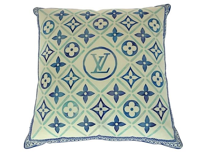 Coussin en coton Monogram Louis Vuitton Blanc