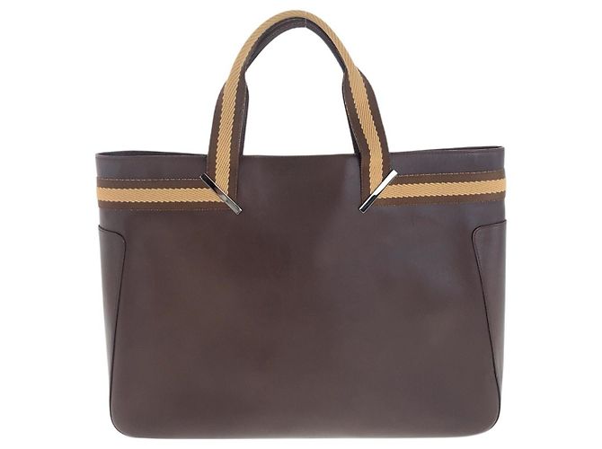 Saco Tote em couro Gucci Sherry Line Marrom Bege