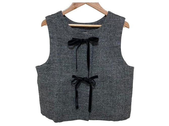 Autre Marque nest Robe Colete de tweed de linho e lã Marrom