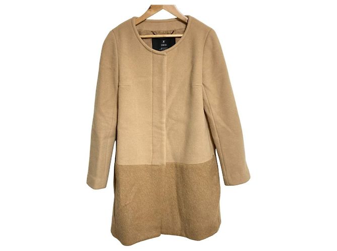 Autre Marque Abrigo sin cuello de lana INED Beige