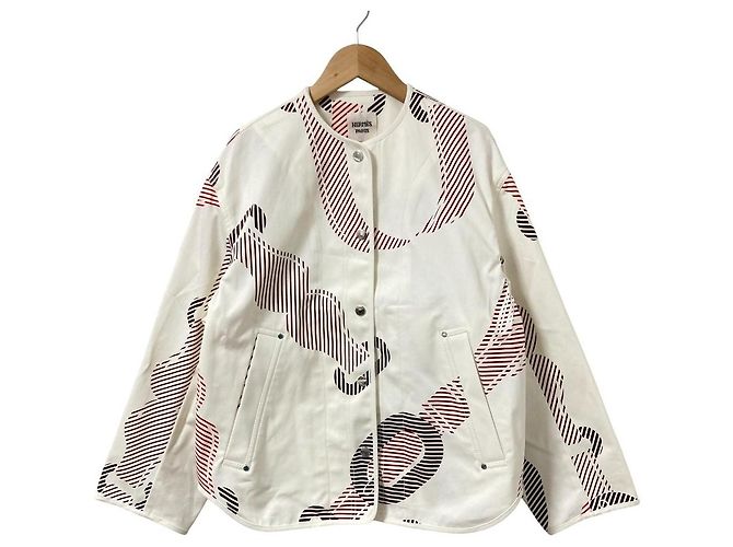 Chaqueta de algodón Hermès Coaching Remix 34 Blanco