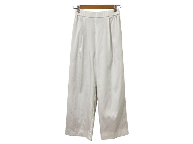 Autre Marque yori Satin Weite Hose mit Bügelfalte Weiß Aus weiß