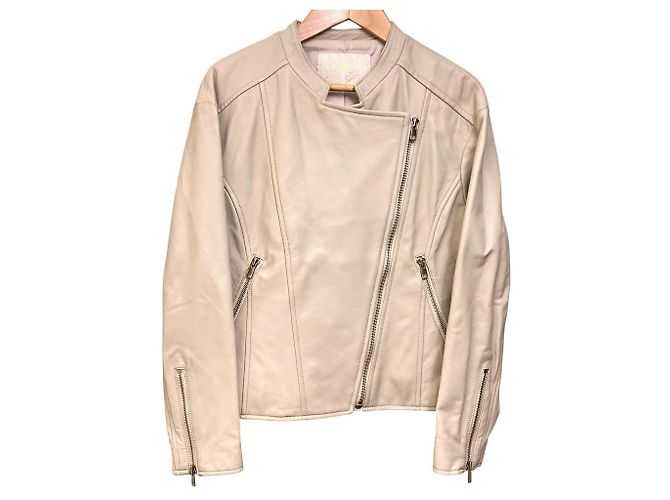 Autre Marque Grace Class Lamb Nappa Double Riders Jacket Beige