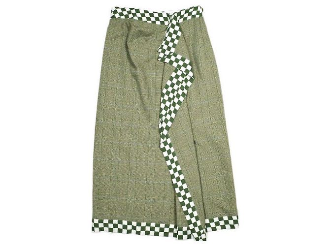 Saia Dries Van Noten SOLE 8227 em viscose e algodão Verde