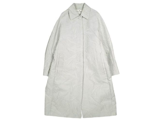 Dries Van Noten ROOLSY 9034 W.W.COAT Abrigo de mezcla de algodón y seda Blanco