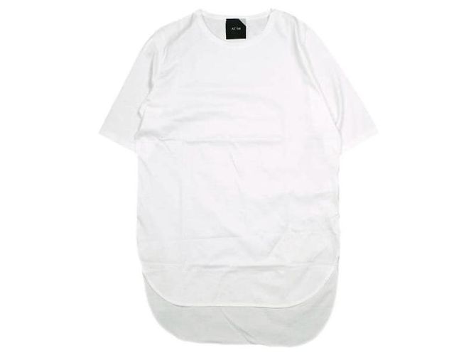 Autre Marque ATON SUVIN 60/2 Camiseta S/S de algodón con dobladillo redondeado Blanco