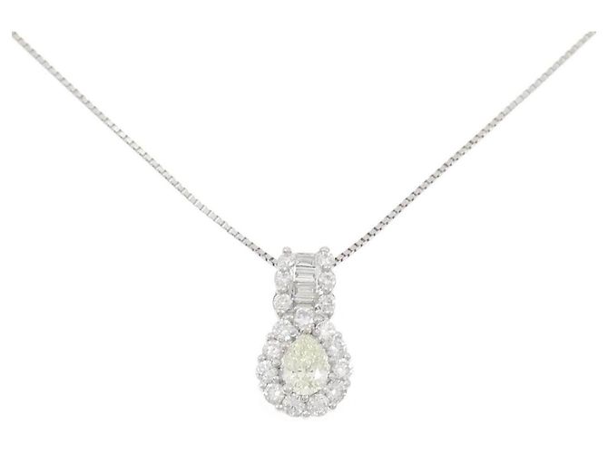 Autre Marque Diamantenhalskette PT900 PT850 Silber
