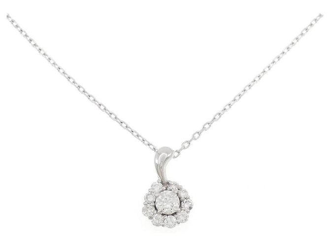 Autre Marque Collar de Flor de Diamantes PT900/PT850 Plata