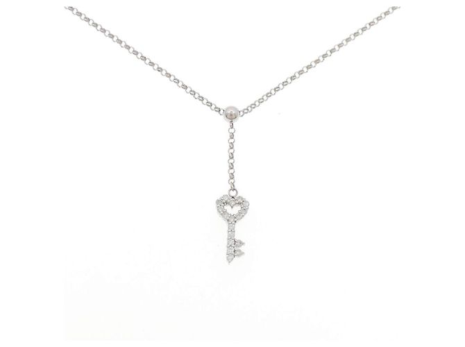 Autre Marque Collana a Chiave in Pt850 e Diamanti Argento