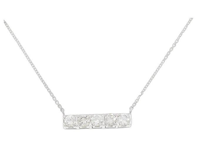 Autre Marque Collar de Pt900 K18WG y diamantes Plata