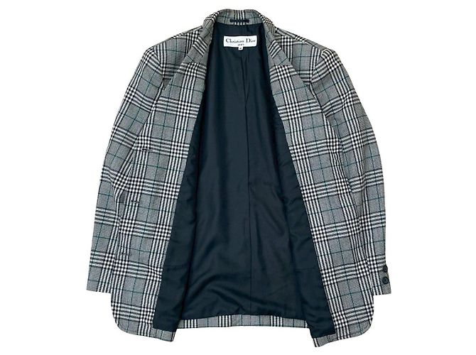 Autre Marque Christian Dior Wool Polyester Tailored Jacket Black White Green