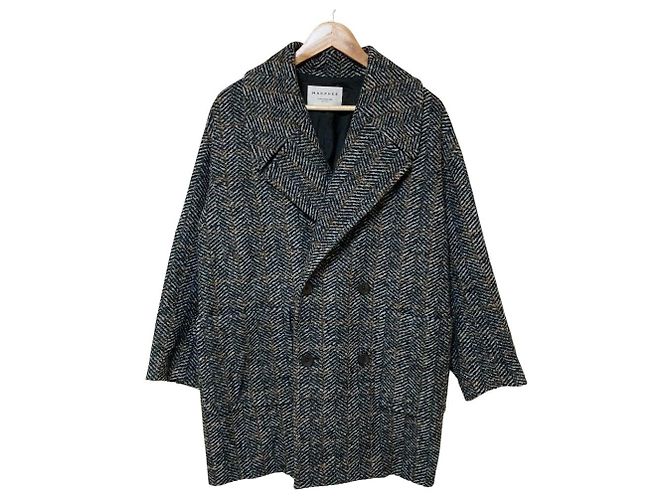 Autre Marque MACPHEE Herringbone Double-Breasted Coat Black