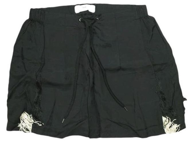 Autre Marque TOGA PULLA TP51-FG281 Cupro-Rock mit Fransen Schwarz