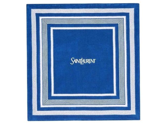 Yves Saint Laurent Saint Laurent BEACH TOWEL SQUARED Cotton Towel Blue