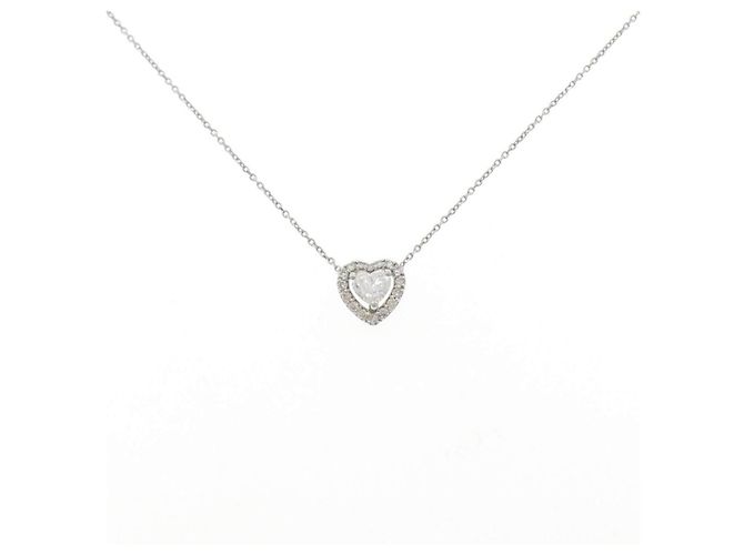 Autre Marque Collana Cuore in Platino e Diamanti Argento