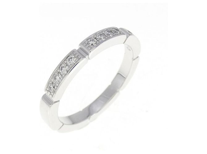 Anillo Cartier Maillon Panthère 750 White Gold Diamond Size 12 Plata