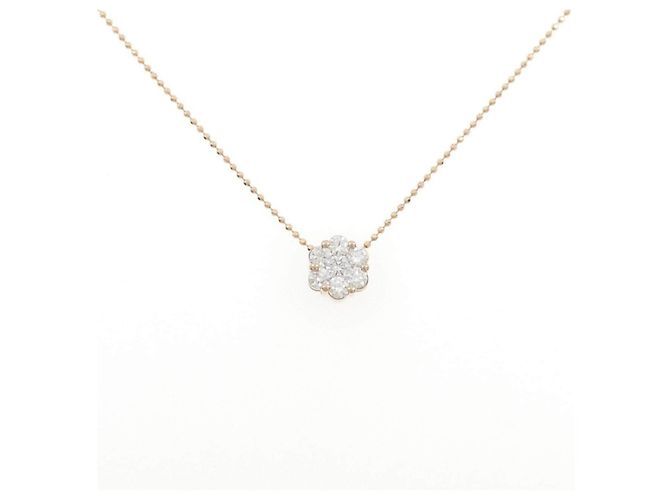 Autre Marque Collana Au750 Fiore e Diamanti Rosa