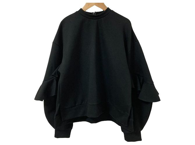Autre Marque KEITA MARUYAMA ENFOLD Pullover mit Rüschenärmeln Schwarz