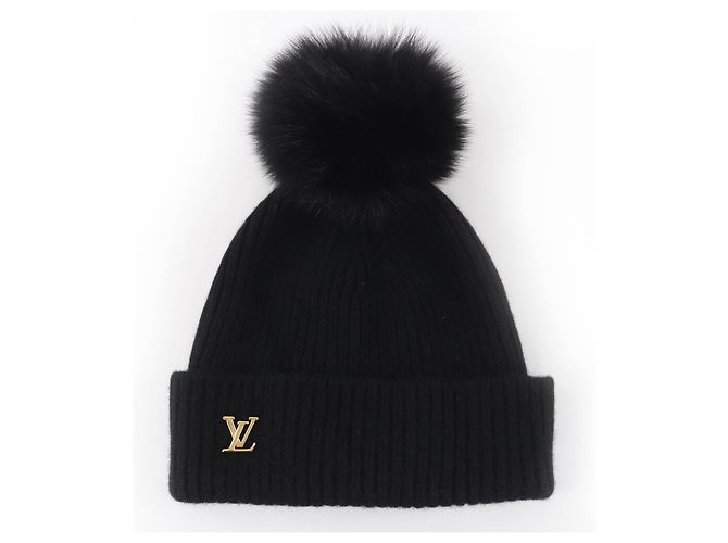 Gorro Louis Vuitton LV Cold Spark em cashmere Preto