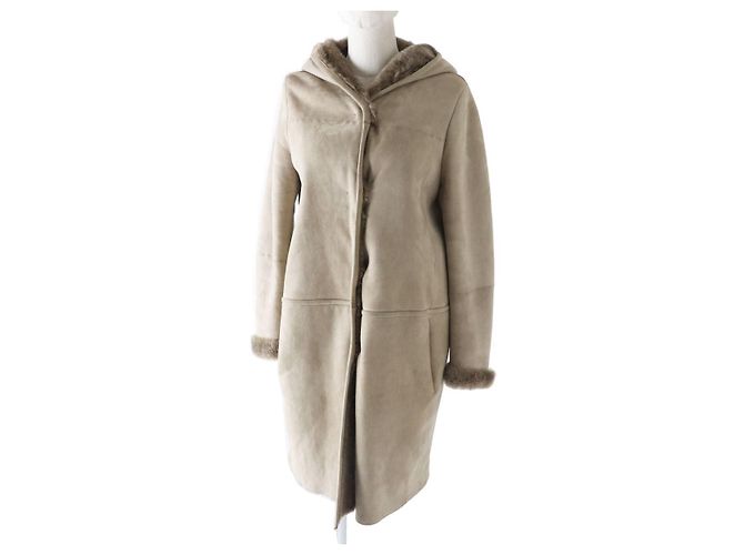 Max Mara S MaxMara Shearling Mantel Beige