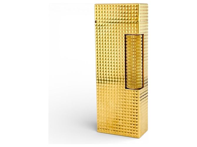 Alfred Dunhill Dunhill Square Diamond Pattern Roller Lighter Golden