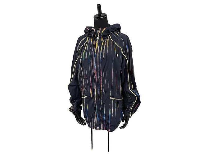 Yves Saint Laurent Giacca in nylon a righe Saint Laurent Paris Nero