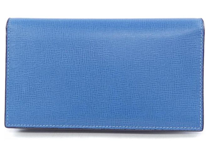 Valextra Leather Long Wallet Blue