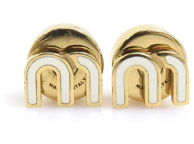 Miu Miu Stecker-Ohrringe Gold und Weiß Golden
