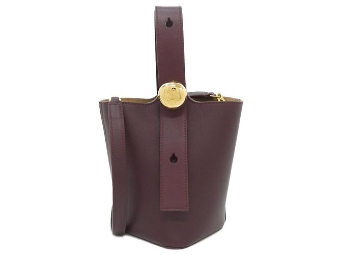 Borsa a secchiello Loewe Pebble Mini Bordò