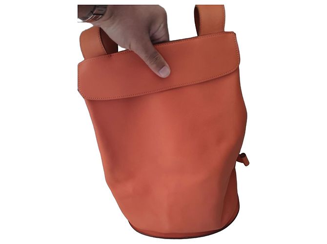 Hermès Sac à Dos mochila em couro laranja