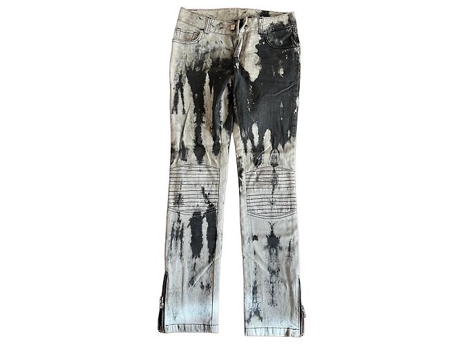 Autre Marque Class Roberto Cavalli Batik-Jeans Schwarz Weiß Grau
