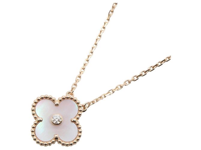 Collier Vintage Alhambra Van Cleef & Arpels Blanc Doré