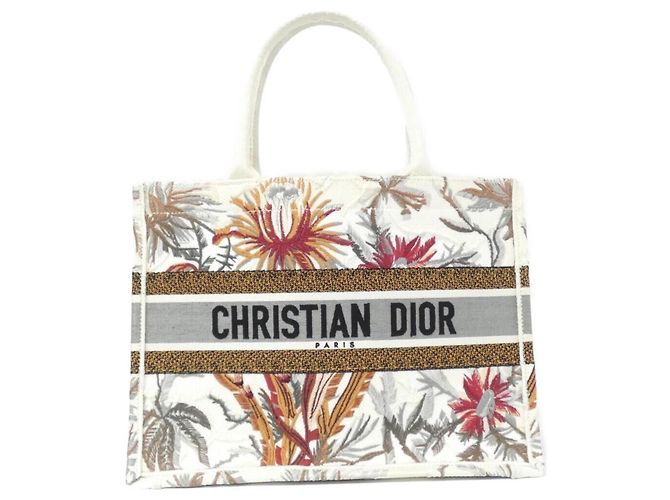 Christian Dior Book Tote Handtasche Medium Weiß Mehrfarben