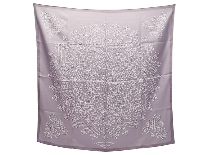 Hermès Lenço Hermes Carre 90 Marrom Branco