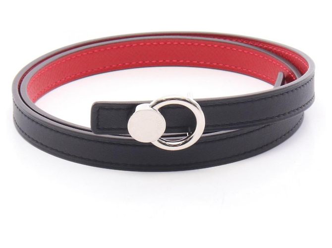 Hermès Ceinture réversible Hermes Sellier Noir Argenté Rouge