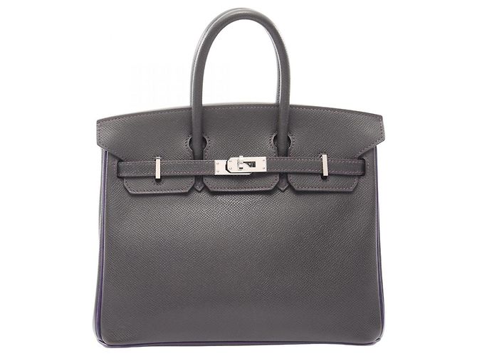 Hermès Sac à main Hermes Birkin 25 Marron Violet Damier ebène