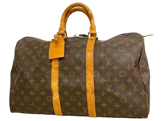 Louis Vuitton Brown Boston Monogram Keepall 45 Marron