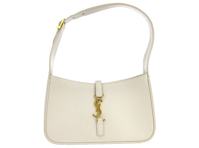 Autre Marque Saint Laurent Le 5 a 7 Hobo Leather Small Blanc