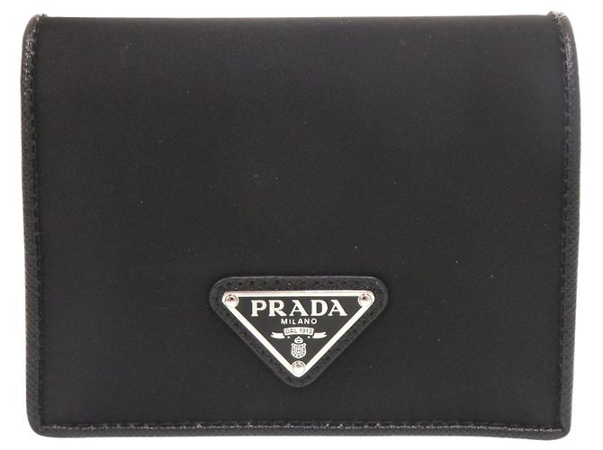 Saffiano Portafoglio bi-fold Prada con logo triangolo nero