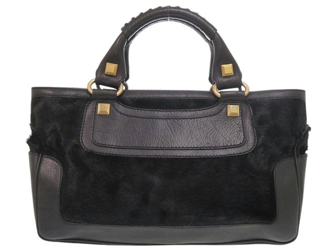 Céline Bolsa Celine Boogie em couro preto