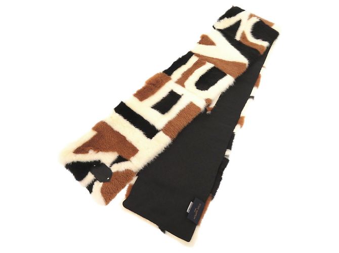 Louis Vuitton Echarpe Vison LV Intarsia Scarf Marrone Nero Multicolore Crudo