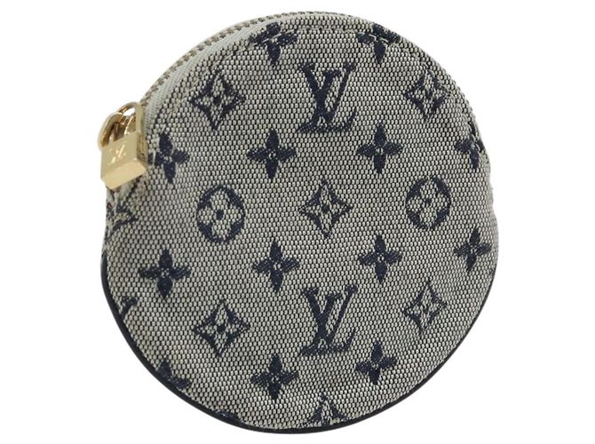 Portamonete rotondo Louis Vuitton Mini Lin Blu